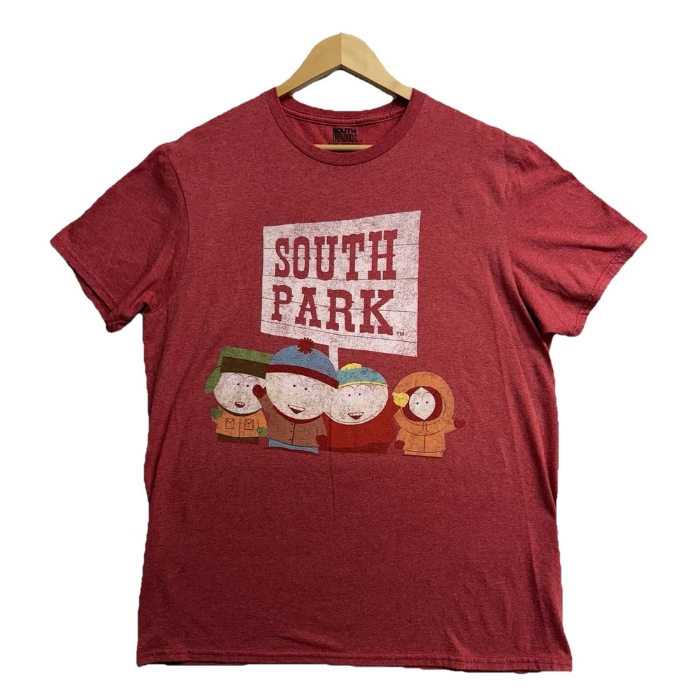 South Park Graphic T-Shirt Red Short Sleeve TV Show‎ Tee Size L